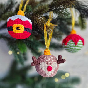 Bola de <span class=keywords><strong>Navidad</strong></span> de Ganchillo con Diseño de Reno, Decoración Festiva Tejida para Árbol de <span class=keywords><strong>Navidad</strong></span> - Product Image 3