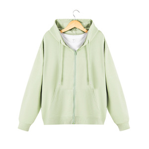 Custom Zip Up Hooded Sweatshirt Fleece Lined Polyester Leisure Wear Size L - Product Image 2