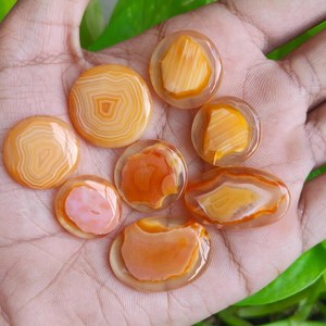 Lote de Cabujones de Ágata con Banda Naranja 152CT 8PCS Gemas para Fabricación de Joyas Mayorista Exportador India - Product Image 1