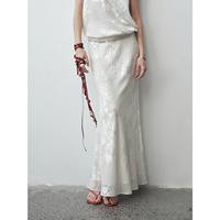 Industrie lourde décontracté été sirène jupe mi-longue fleur brûlée cordon taille étroite Satin jupe asymétrique jupe en queue de poisson