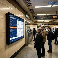Écran numérique Android mural HRAY 32 pouces, durée de vie de 50 000 heures, pour affichage d'informations dans les gares de métro urbaines, prise en charge OEM ODM