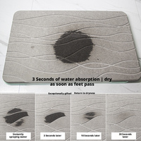 Tapis de bain moderne en diatomite rigide avec support en caoutchouc, fin, super absorbant, résistant aux taches, séchage instantané, antidérapant, à rayures, pour hôtel