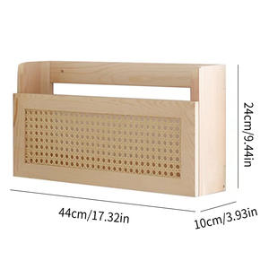 Étagère murale en bois massif tressé, organisateur décoratif créatif, étagère suspendue pour magazines et paniers - Product Image 5