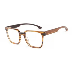 High Quality Acetate Wood Sunglasses Bamboo Eyewear Custom Logo Fashion Mirror OEM Spring Frame Style
