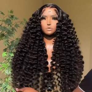 Pelucas Bob largas rizadas negras para mujer, pelucas brasileñas crudas 4x4 con frente de encaje para corte Pixie, pelucas de cabello humano al por mayor - Product Image 3