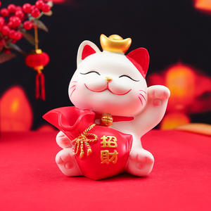 Nuovi arrivi " Attrai Ricchezza e Buona Fortuna "   Tendenza nazionale: portaoggetti a forma di gatto portafortuna, grande composizione floreale, decorazioni per la casa - Product Image 2