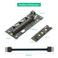 M.2 M-Key 2230~2280 ke PCI-e 4.0 X16 dengan Kabel Ekstensi Oculink SFF-8612/8611 Sebagai Kartu Grafis Eksternal, PWR Dari ATX 6PIN 12V