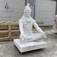 Statue de Shiva en marbre blanc, sculpture de dieu hindou méditant, figurine de divinité spirituelle sculptée à la main pour temple, maison, jardin
