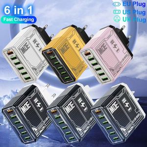 6-in-1 QC3.0 Fast Charger <b>USB</b> <b>Hub</b> EU/US/UK Travel Plug for Phones & Tablets - Product Image 1