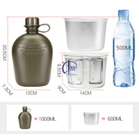 YUEMAI USA - Juego de 3 Botellas de Agua Tácticas de 1 Litro de Aleación de Aluminio y PE con Funda Aislante de Fieltro
