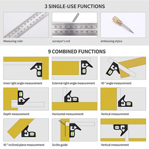 Outil de mise en page carré de vitesse en métal 7 pouces carré de charpentier carré avec mesure de règle d'angle en alliage de zinc de 12 pouces - Product Image 6