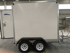 Exported Canada AC110V 115V Small Mobile <strong>Trailer</strong> Refrigerator With SAE Lamps Complete Transfer 8ft Cooler <strong>Trailer</strong>