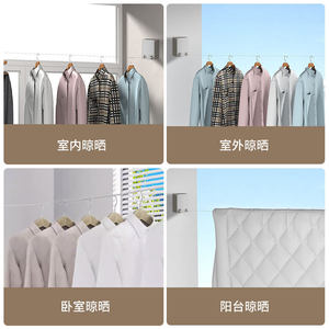 Corde à linge invisible murale rétractable en acier, réglable pour balcon intérieur et salle de bain - Product Image 5