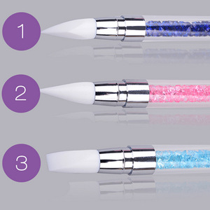 Stylo de gravure 3D pour nail art, à manche solide, double tête (pointe de colle et pointe de silicone), outil de manucure professionnel pour salon - Product Image 1