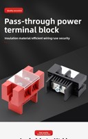 Connecteur Fixe de Type Traversant 600V 100A 200A, Bloc de Bornes d'Alimentation en Cuivre, Une Entrée Deux Sorties, Courant Nominal Bidirectionnel, Vente en Gros OEM pour ESS