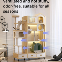 Personnalisé grand 5 étages moderne intérieur chat maison multi-chat bois Villa Cage bouton extérieur mobilier pour animaux de compagnie zone de couchage publique