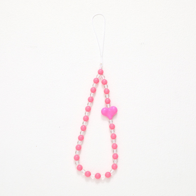 Fashion Acrylic Heart Bead Phone Chains Lanyard Anti Fall Wrist Strap Phone Bead Chain Lanyard for Girls Lady