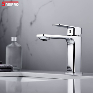 SANIPRO Moden, diseño Simple, mezclador de agua fría y caliente montado en cubierta, grifo de lavabo, grifos de baño de latón - Product Image 1