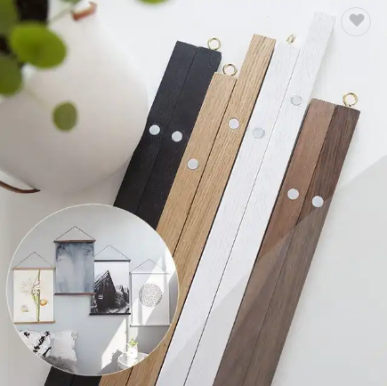 Custom Colors Wooden Photo Frame Magnetic Poster Hanger for Home Decoration Wall 9''~25'' Wide 5x7'' Display Size