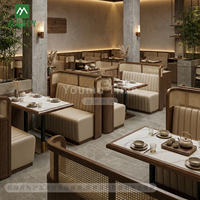 Ensemble de meubles de restaurant à thème, tables et chaises en bois et marbre, design moderne à thème chinois, respectueux de l'environnement