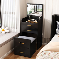 Commode de chevet multifonctionnelle avec tiroirs intégrés, éclairage LED rabattable et interface USB pour chambre à coucher