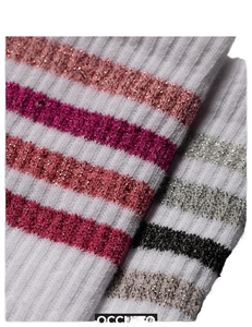 Chaussettes ras du cou pour <span class=keywords><strong>femme</strong></span> à trois bandes dégradées scintillantes, chaussettes athlétiques en coton côtelées respirantes, chaussettes décontractées style rétro preppy personnalisables - Product Image 2