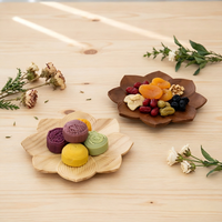 Plateau en bois en forme de lotus, plateau de service haut de gamme, assiette à fruits, plat à pâtisserie classique, bol à noix et à collations pour hôtels