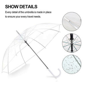 ร่มกันฝนแบบกึ่งอัตโนมัติทรงโดมใส รุ่น FO Minimalist  วัสดุ PVC  ด้ามจับกันน้ำ  อุปกรณ์เสริมสำหรับกลับไปโรงเรียน - Product Image 4