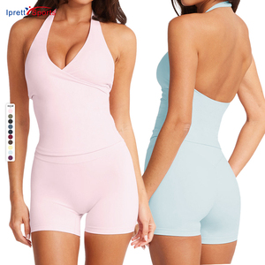 高品質 ジムウェア レディース アスレチック トレーニング ホルターブラ タイトフィット パッド付き フルカバー ピラティス ヨガ クロップトップ - Product Image 1