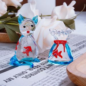 Fatto a mano in <span class=keywords><strong>vetro</strong></span> di <span class=keywords><strong>Murano</strong></span> gatto balena pesci per acquario ornamenti creativi per la lavorazione della lampada decorazione della casa per il natale Halloween regalo - Product Image 2