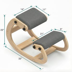 Sedia Ergonomica Regolabile in Altezza, <span class=keywords><strong>Sgabello</strong></span> Oscillante in Legno con Seduta Imbottita Confortevole - Product Image 1