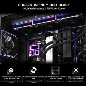 Refroidisseur liquide pour processeur AIO ARGB Thermalright Frozen Infinity 360 Noir avec effet visuel miroir ARGB pour PC de jeu Intel AMD - Product Image 5