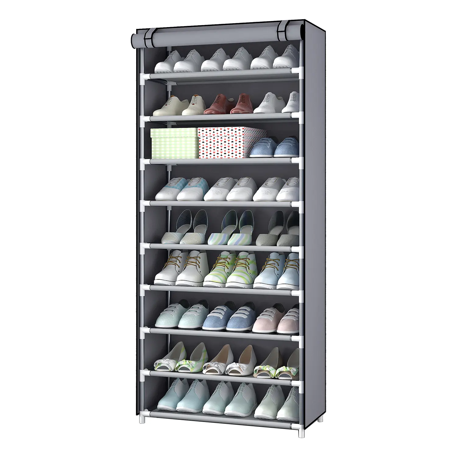 Portabl Shoe Rack Fabric Shoe Rack With Cover Fabric Portable Cabinet Stainless Steel Shoe Rack Storage For Home Foldable Organize
