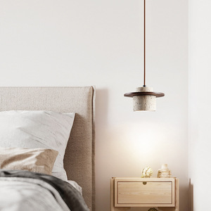 Japanese Wabi Sabi Style Pendant <b>Light</b> Round E27 LED Single Head For Bedroom <b>Dining</b> Room Hotel Guesthouse Cream Color - Product Image 2