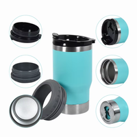 Refroidisseur de canettes de bière personnalisé 4-en-1 de 14 oz, en acier inoxydable à double paroi isolé sous vide, avec revêtement en poudre et ouvre-bouteille