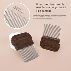 Peigne démêlant universel en bois <span class=keywords><strong>de</strong></span> <span class=keywords><strong>noyer</strong></span> pour animaux <span class=keywords><strong>de</strong></span> compagnie, à dents longues, pour chiens et chats, professionnel pour le toilettage et le nettoyage des animaux transfrontalier - Product Image 2