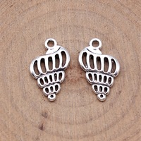 Pendentif spirale coquillage 20x12mm en alliage de zinc argent antique à 1 boucle pour collier thème plage et océan