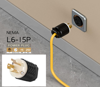 Prise mâle industrielle à verrouillage Nema L6-15P 15 A/250V 2 pôles 3 fils