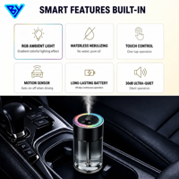 Diffuseur d'huiles essentielles portable pour voiture, personnalisé en usine, écologique, 160 ml, lumière RVB dégradée, parfum personnalisé, logo, pour voiture, garantie 1 an