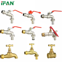 IFAN Robinet Pleine Taille Couleur Laiton, Robinet de Machine à Laver en Laiton pour Jardin, Robinet d'Arrosage en Laiton, Robinet Bibcock