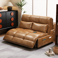 Canapé-lit électrique intelligent convertible avec télécommande vocale, chargement USB, tiroir de rangement et couchage extensible