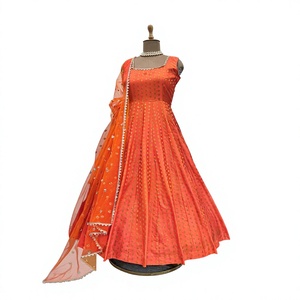 Handwoven Jacquard Silk Modern Salwar Kameez Set Lace Bordered <b>Top</b> Micro Cotton Pants & Sequined Butterfly <b>Net</b> Dupatta Wedding - Product Image 1