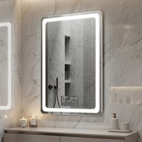 Miroir de salle de bain d'hôtel moderne éclairé par LED, miroir de vanité rétroéclairé avec capteur tactile, 3 couleurs réglables, anti-buée, pour salle de bain et douche