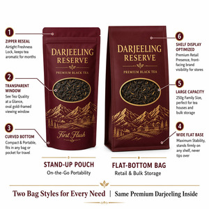 Sachets <span class=keywords><strong>de</strong></span> thé noir <span class=keywords><strong>de</strong></span> Darjeeling <span class=keywords><strong>de</strong></span> l'Himalaya refermables, à fond plat, <span class=keywords><strong>pour</strong></span> emballage alimentaire <span class=keywords><strong>de</strong></span> thé en vrac <span class=keywords><strong>de</strong></span> première récolte – Idéal comme cadeau - Product Image 5