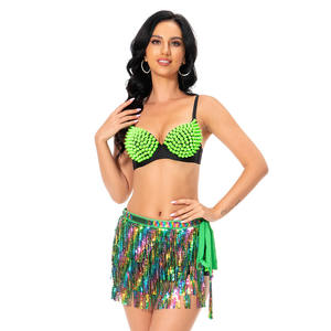 Gonna con Paillettes e Frange per Donne e Ragazze, Taglia S, per Feste da Ballo, Festival, Spettacoli, Costume da Danza del Ventre - Product Image 3