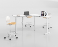 Bureau debout réglable en hauteur OMNI Safety Lock, bureau d'angle en L pour ordinateur avec contrôleur de mémoire