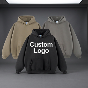 Sudadera con Capucha Extra Grande de Algodón con Logotipo Personalizado, Sudadera con Capucha de Color Sólido Informal para Hombre, Diseño Frontal Transpirable de Felpa Francesa - Product Image 2