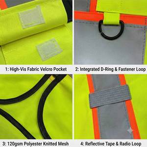 Gilet di Sicurezza Riflettente Alta Visibilità Nero e Viola con Cerniera e Tasche per Guardie di Sicurezza e Operai Edili - Product Image 3