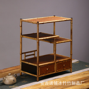 Estante de bambú Spring Deer para té, armario de almacenamiento de varias capas, estante de exhibición estilo Zen para juego de té y almacenamiento de vino - Product Image 4