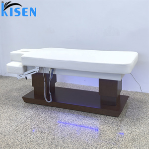 Lit de beauté électrique Kisen Luxury Design à 4 moteurs avec base en bois, éclairage LED, chaise pour extensions de cils, lit de tatouage, table de massage pour salon - Product Image 3